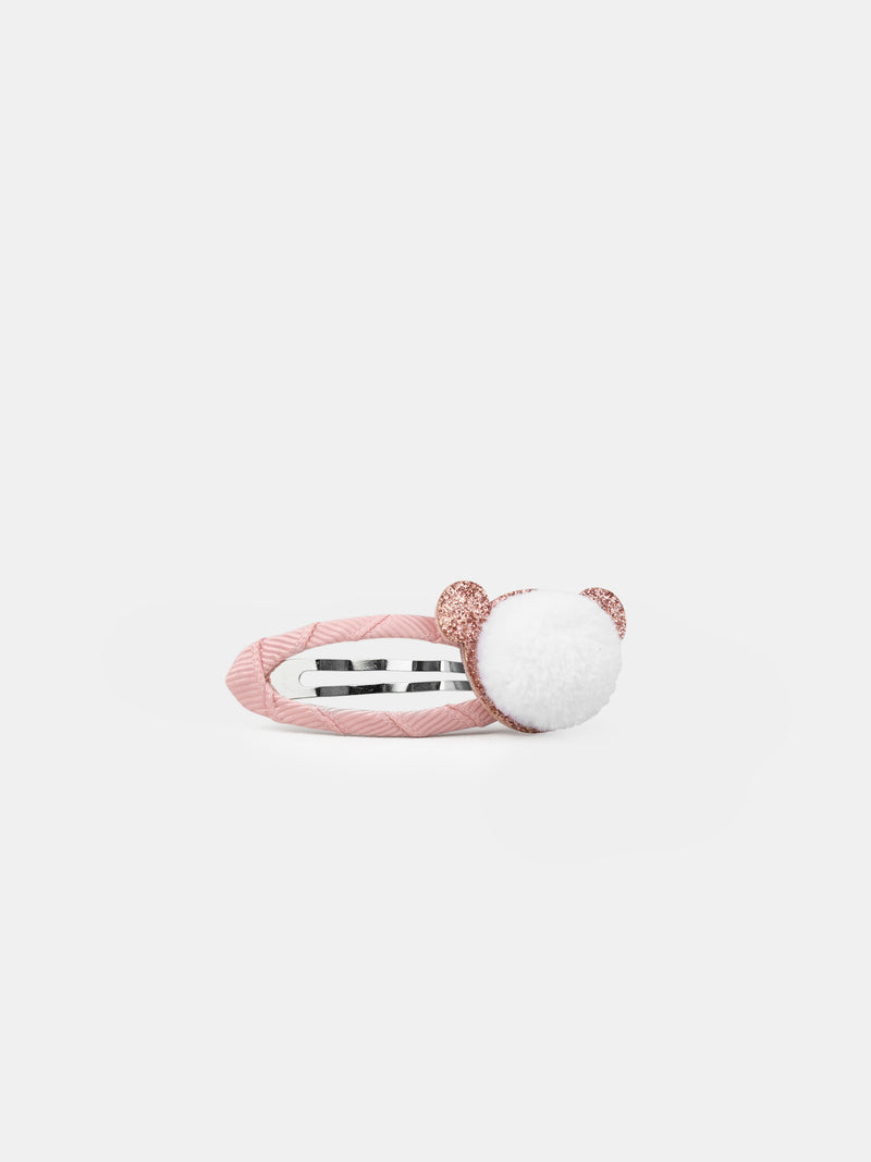 2 Clip Pom Pom Rosa Orso per Bambine