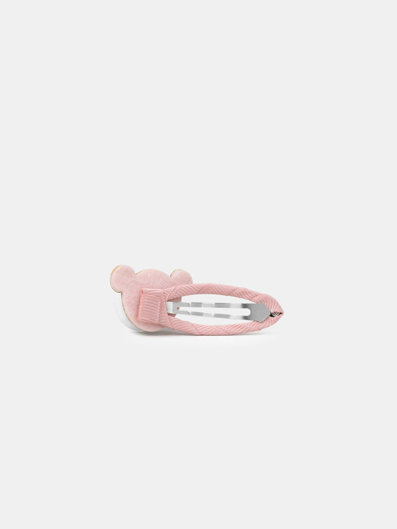 2 Clip Pom Pom Rosa Orso per Bambine