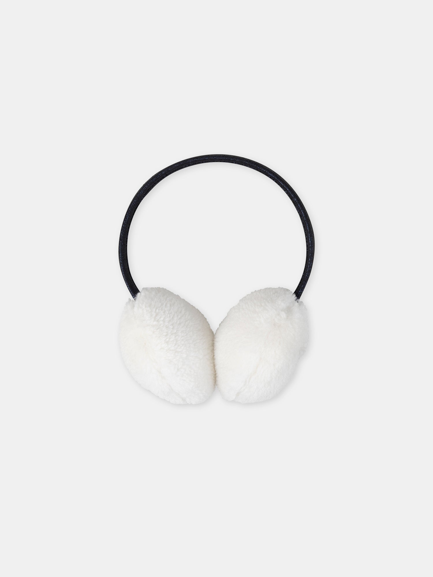 Cuffie Ecru con Ricamo di Cane per Ragazze