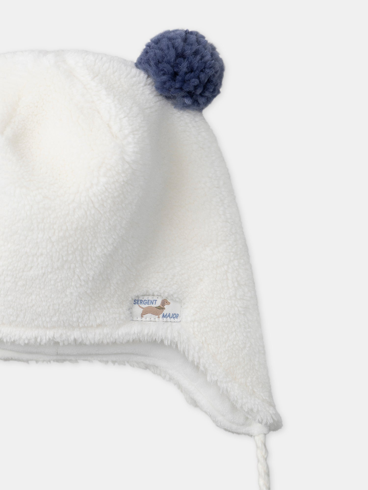 Cappello bianco con orecchie e ponpon per ragazze