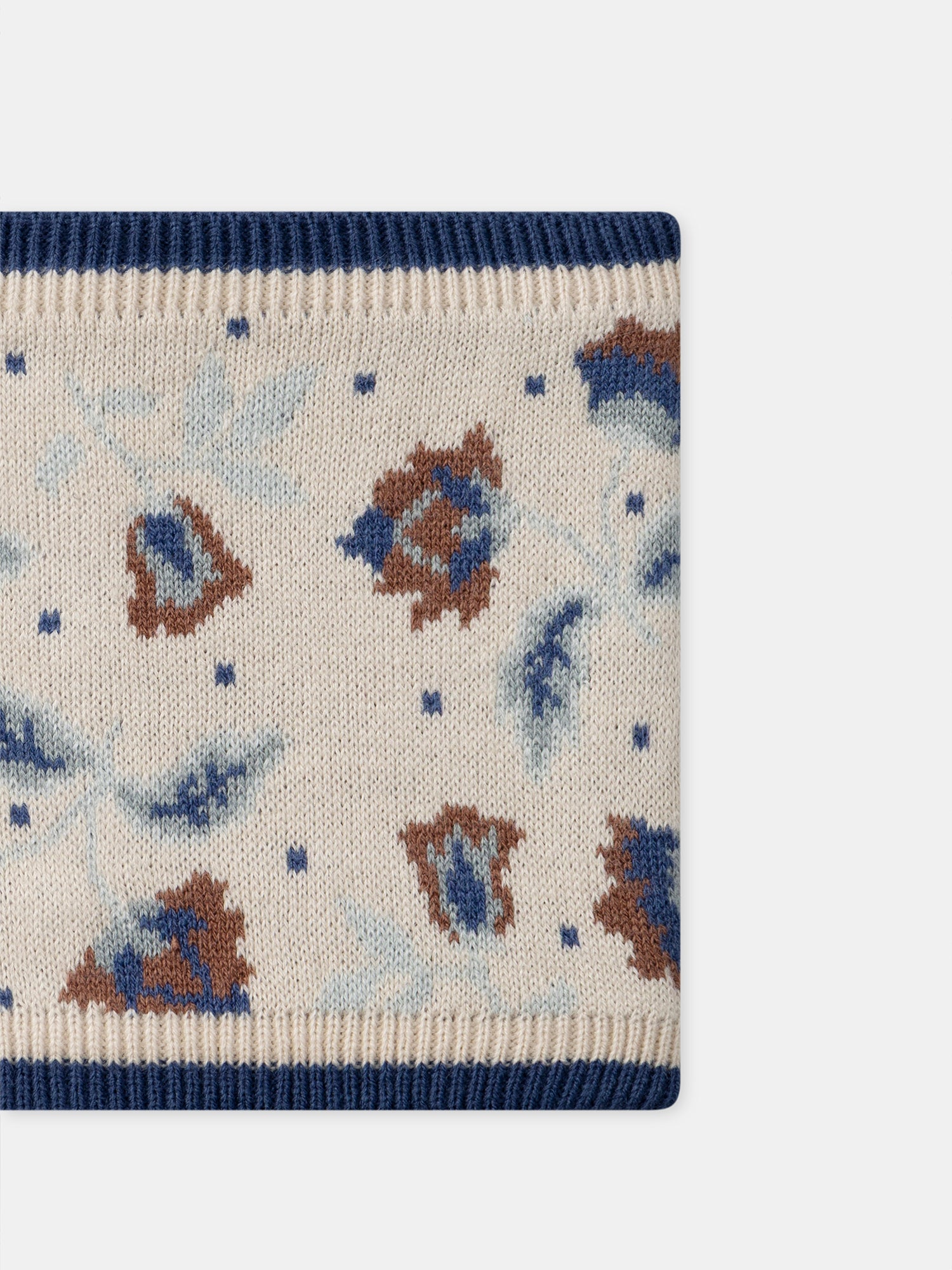 Sciarpa beige con motivo di fiori per bambine