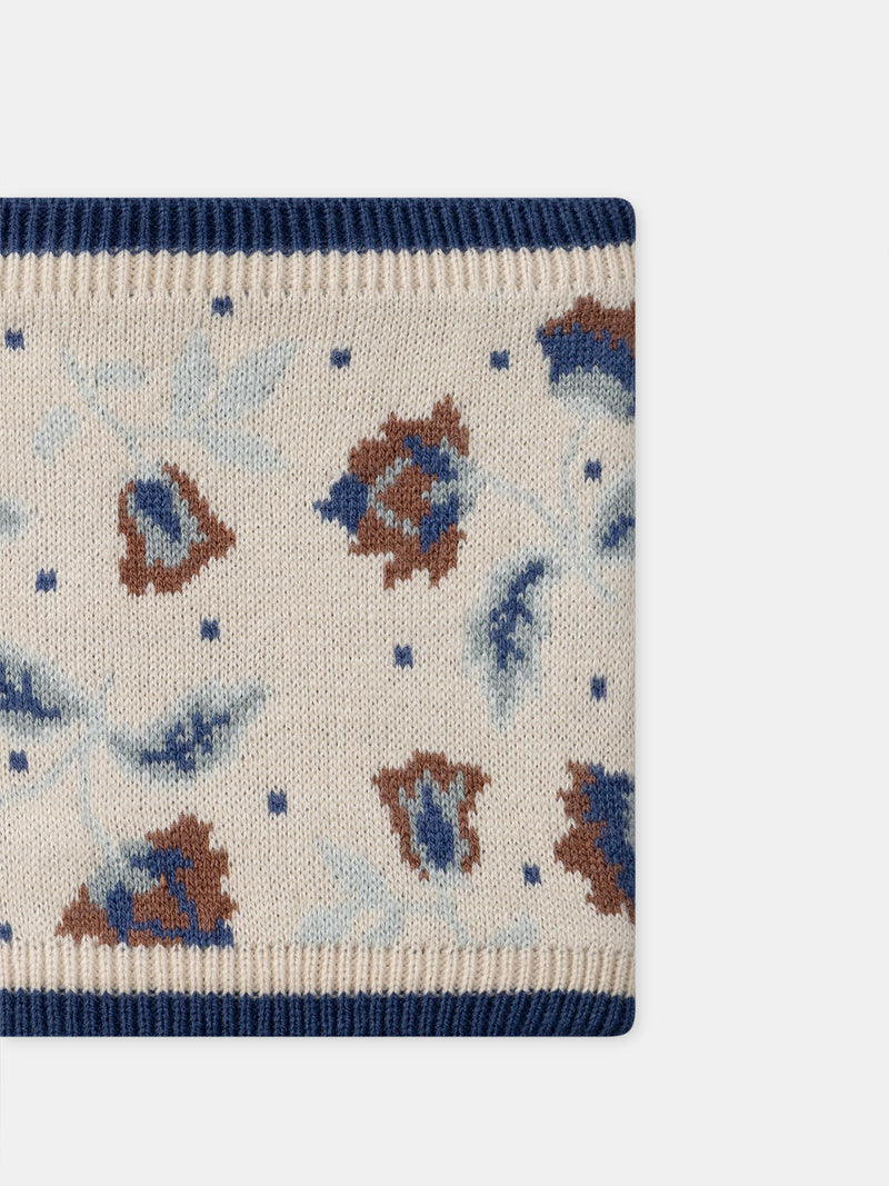 Sciarpa beige con motivo di fiori per bambine