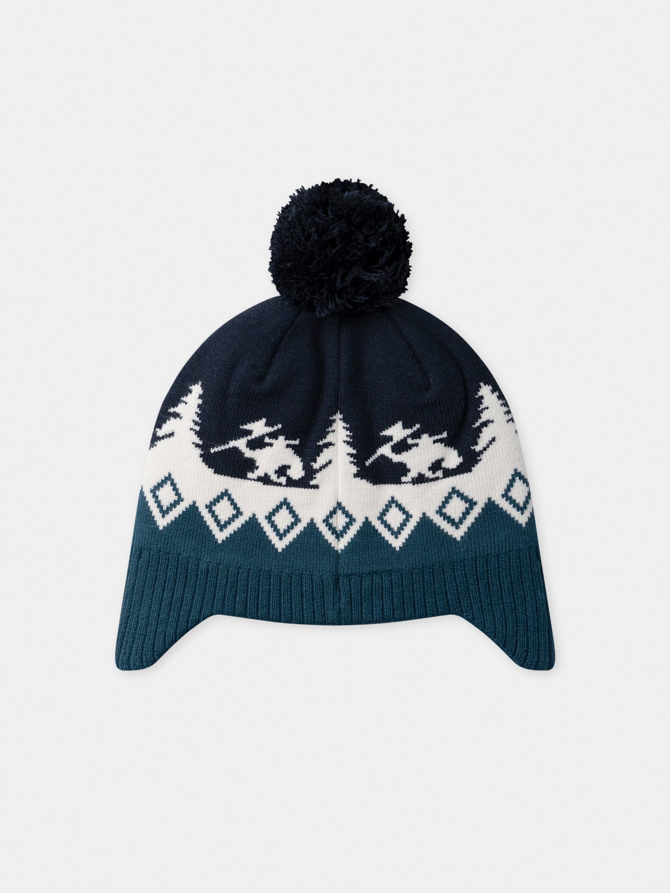 Berretto con pompon e motivo jacquard per bambino
