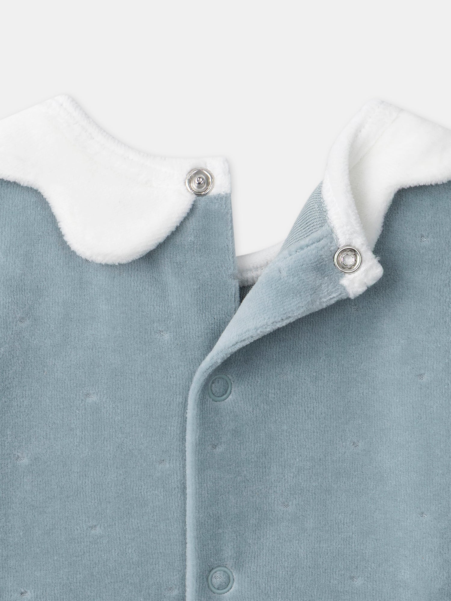 Tutina blu in velluto con ricami di gatti per bambine