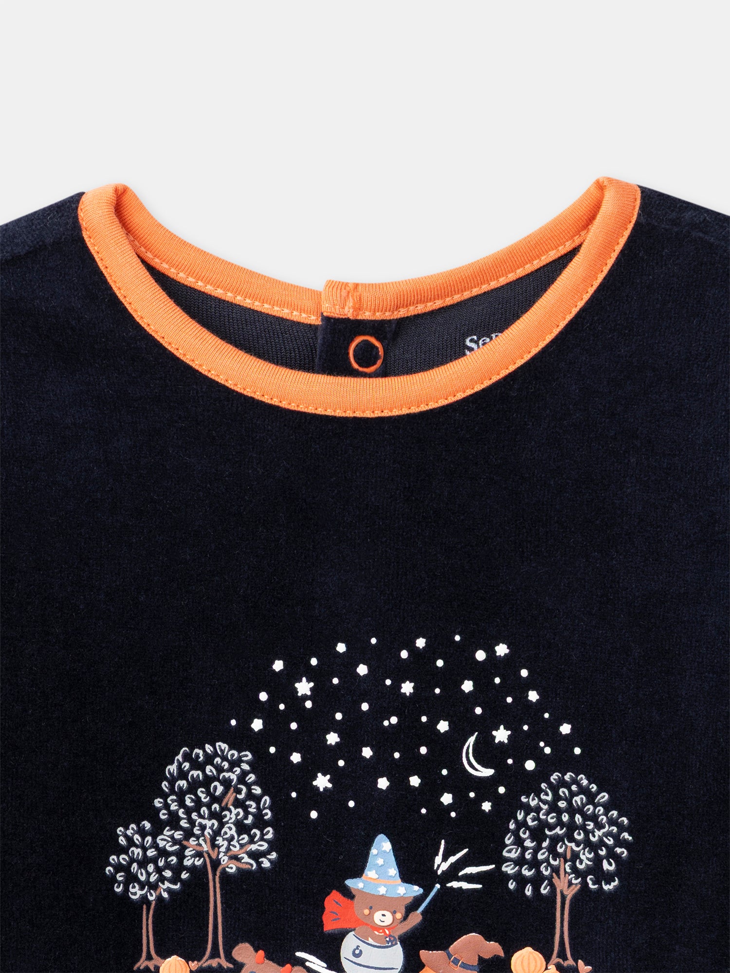 Tutina in velluto blu navy + Cappello di zucca per bambino