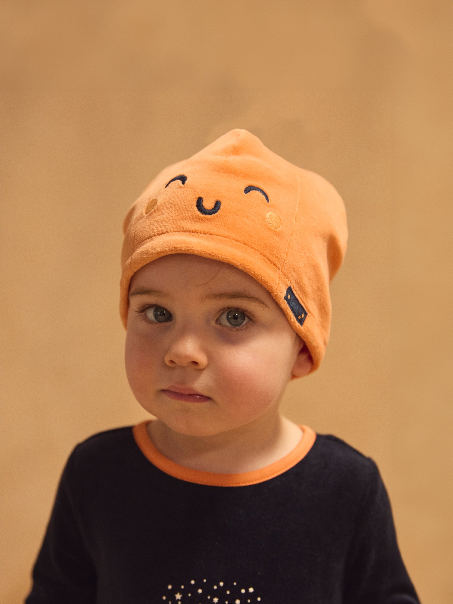 Tutina in velluto blu navy + Cappello di zucca per bambino