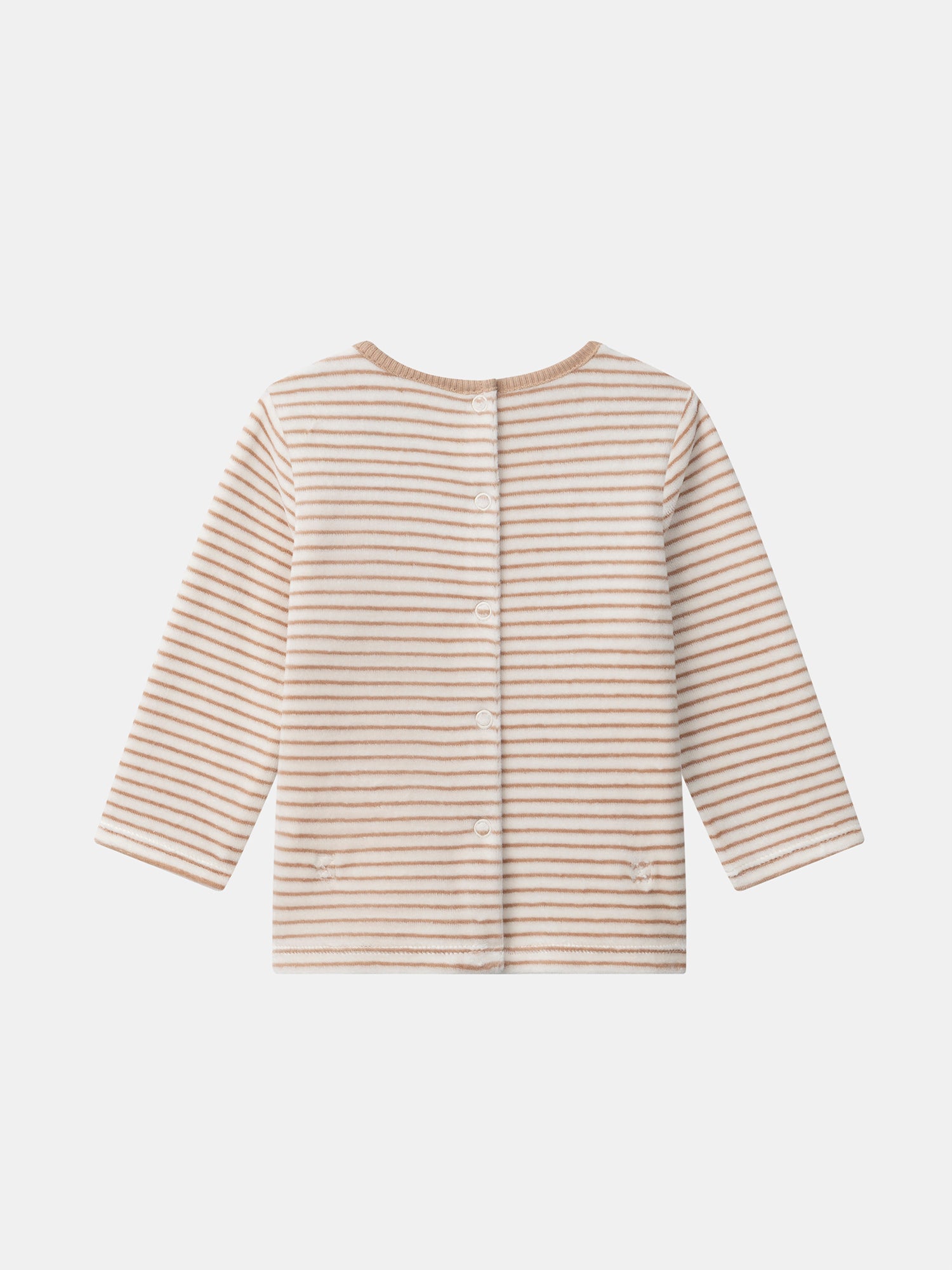 Pigiama écru a righe e coniglio per neonati maschio