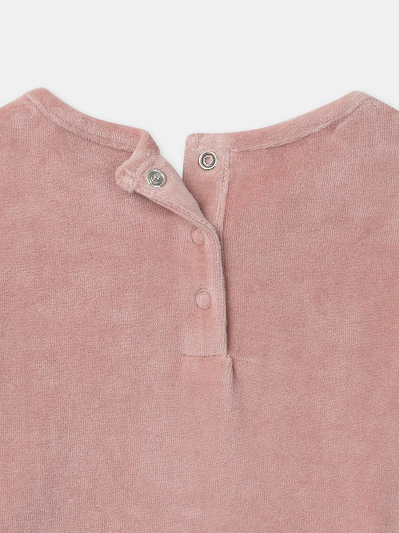 Camicia da notte rosa in velluto stampata con volpi e frange per ragazze