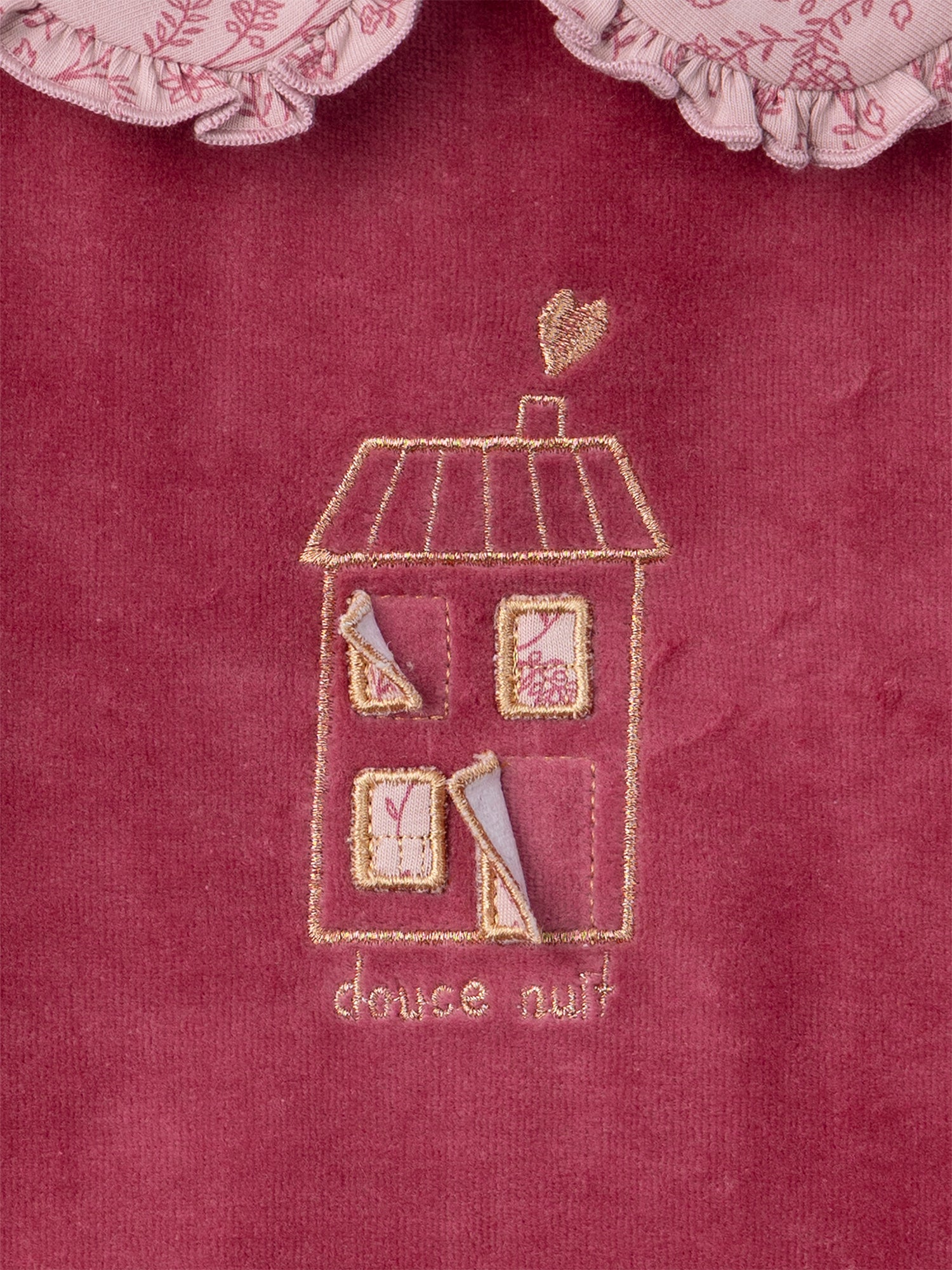 Pigiama in velluto rosa scuro con stampa floreale per ragazze