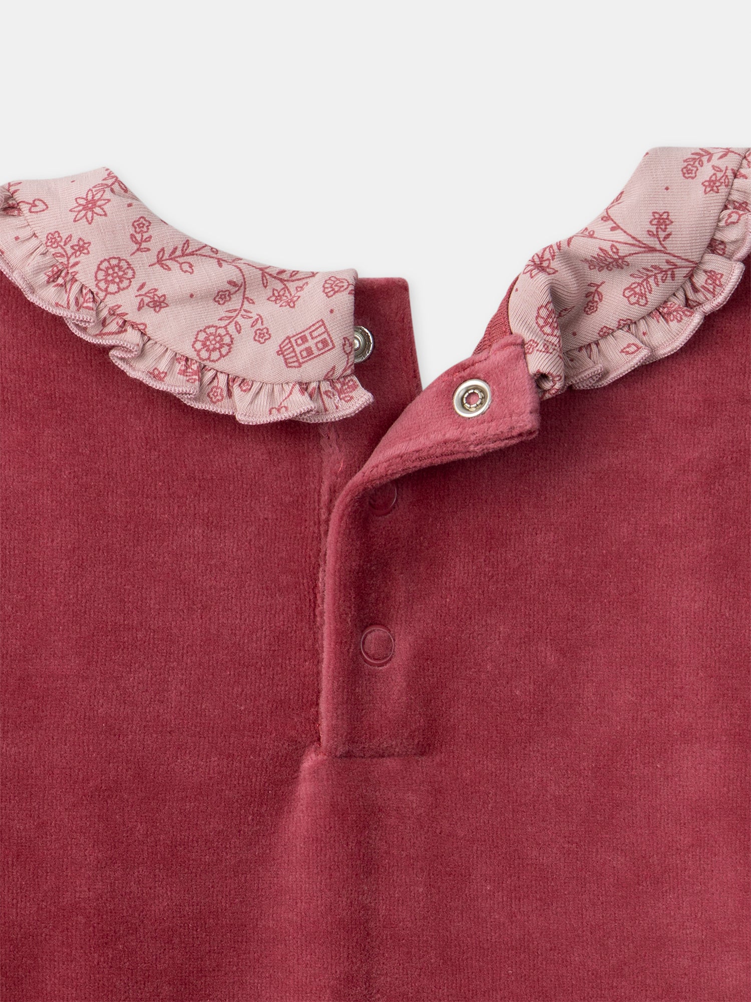 Pigiama in velluto rosa scuro con stampa floreale per ragazze