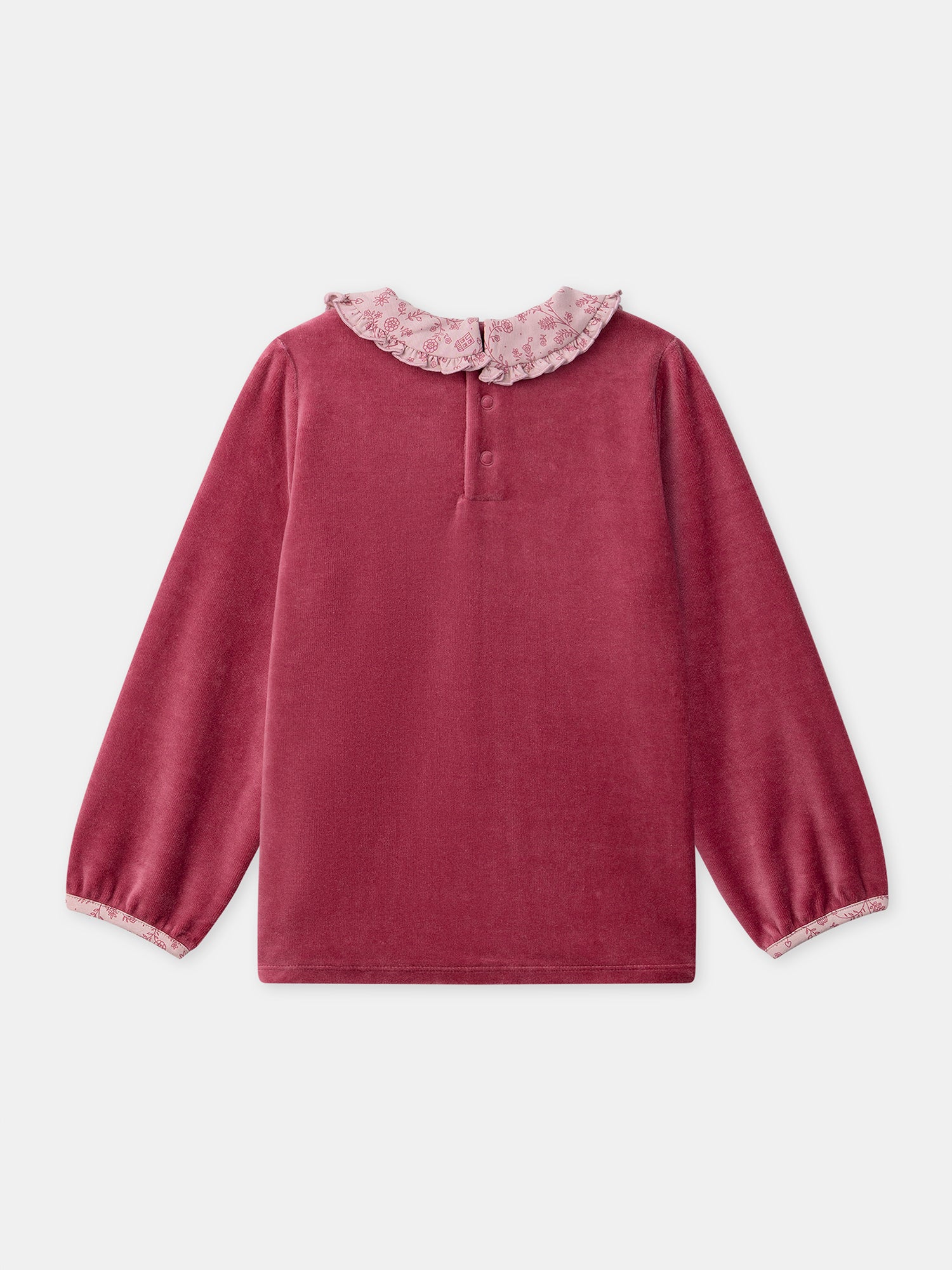 Pigiama in velluto rosa scuro con stampa floreale per ragazze