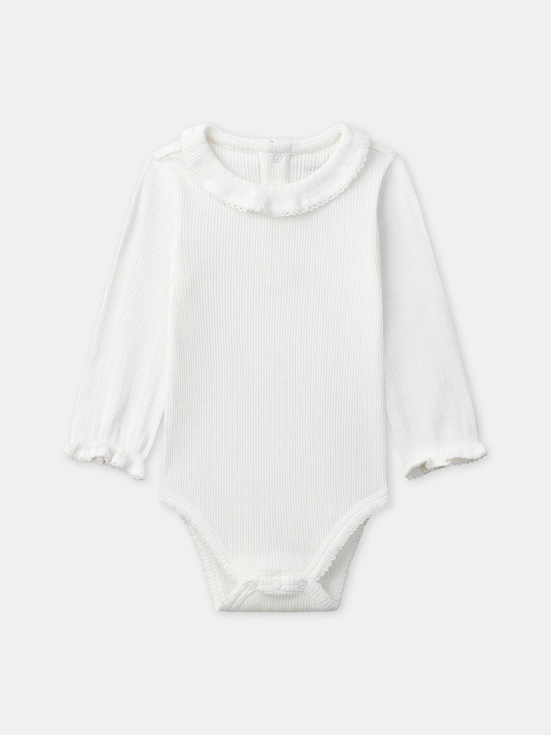 Set floreale + body ecru + calzini con nastro Nascita Bambina
