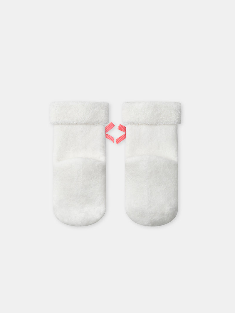 Set floreale + body ecru + calzini con nastro Nascita Bambina