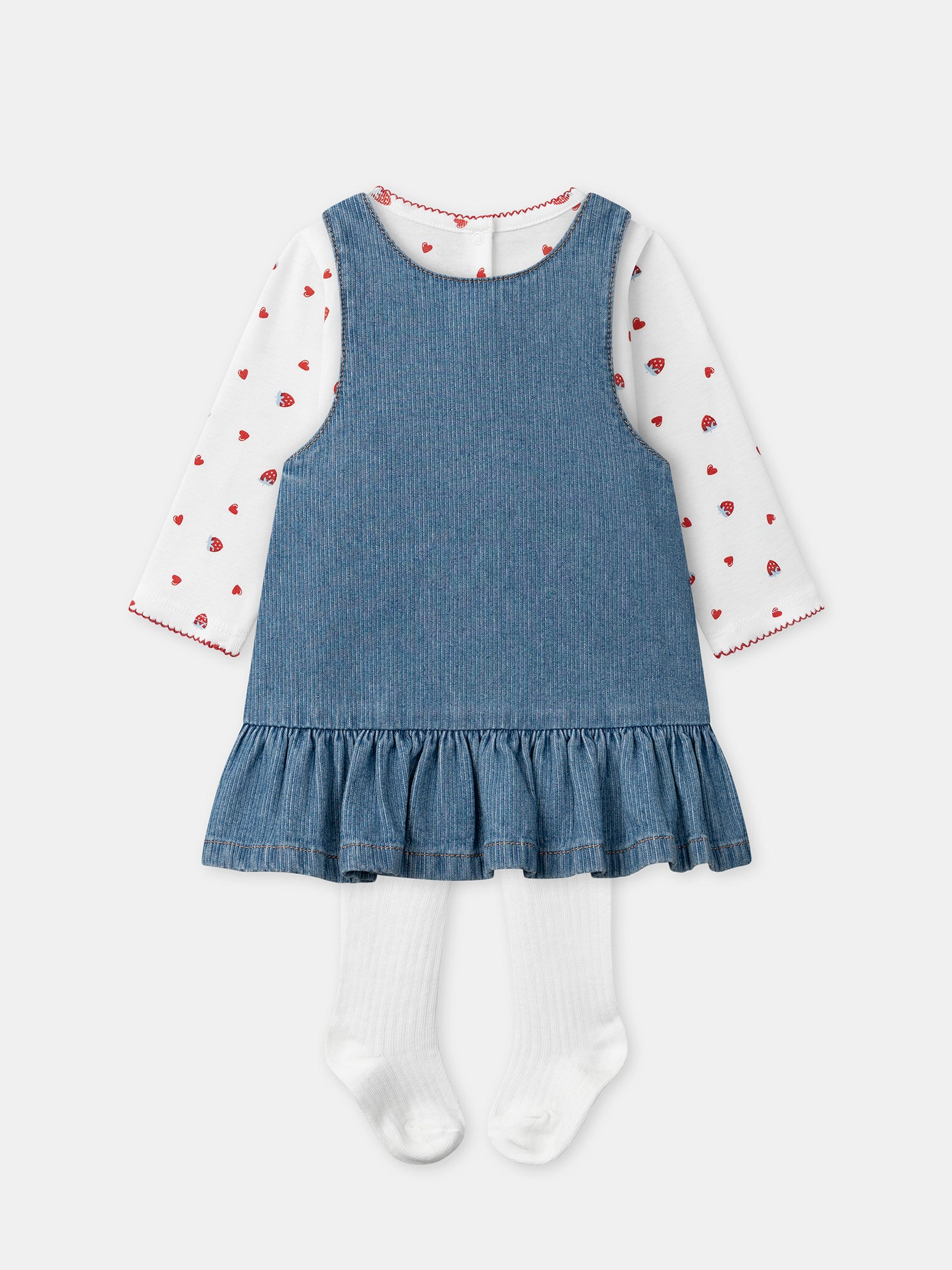 Set t-shirt + salopette + collant per bambina