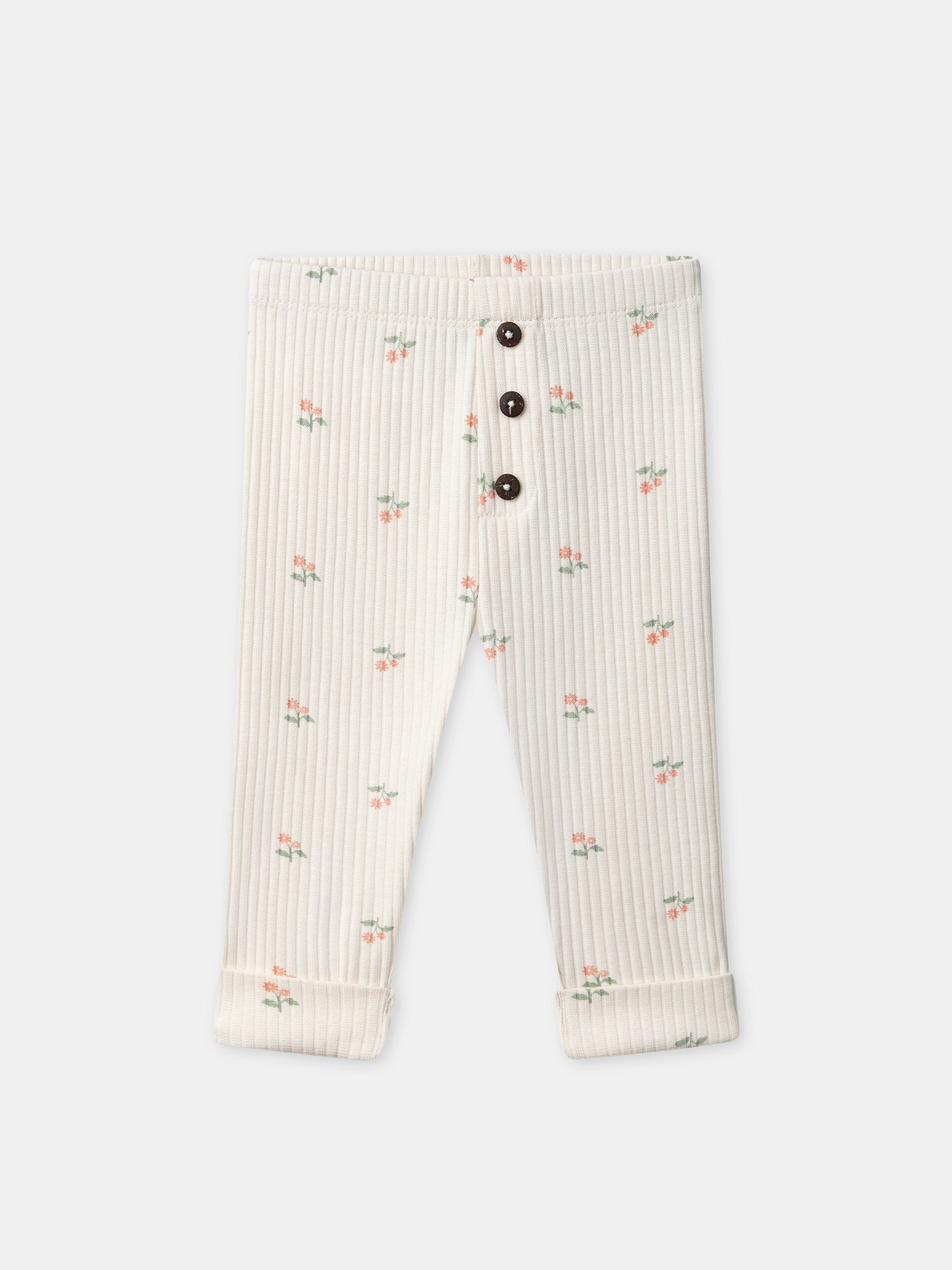 Leggings avorio con stampa floreale per bambina