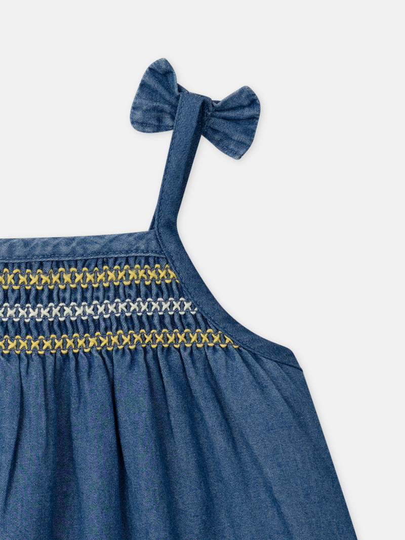 Robe denim à broderies citrons Bébé Fille