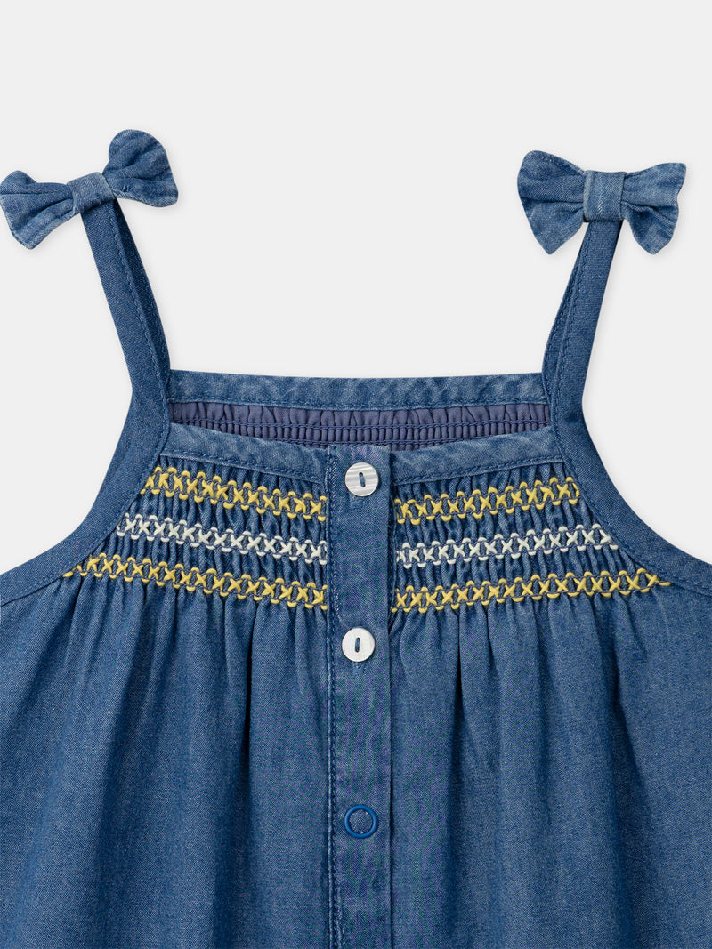 Robe denim à broderies citrons Bébé Fille