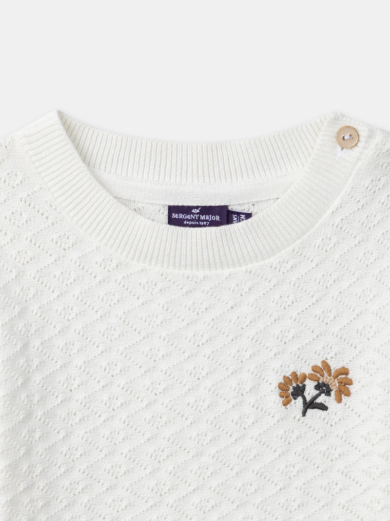 T-shirt in maglia Ecru per ragazze