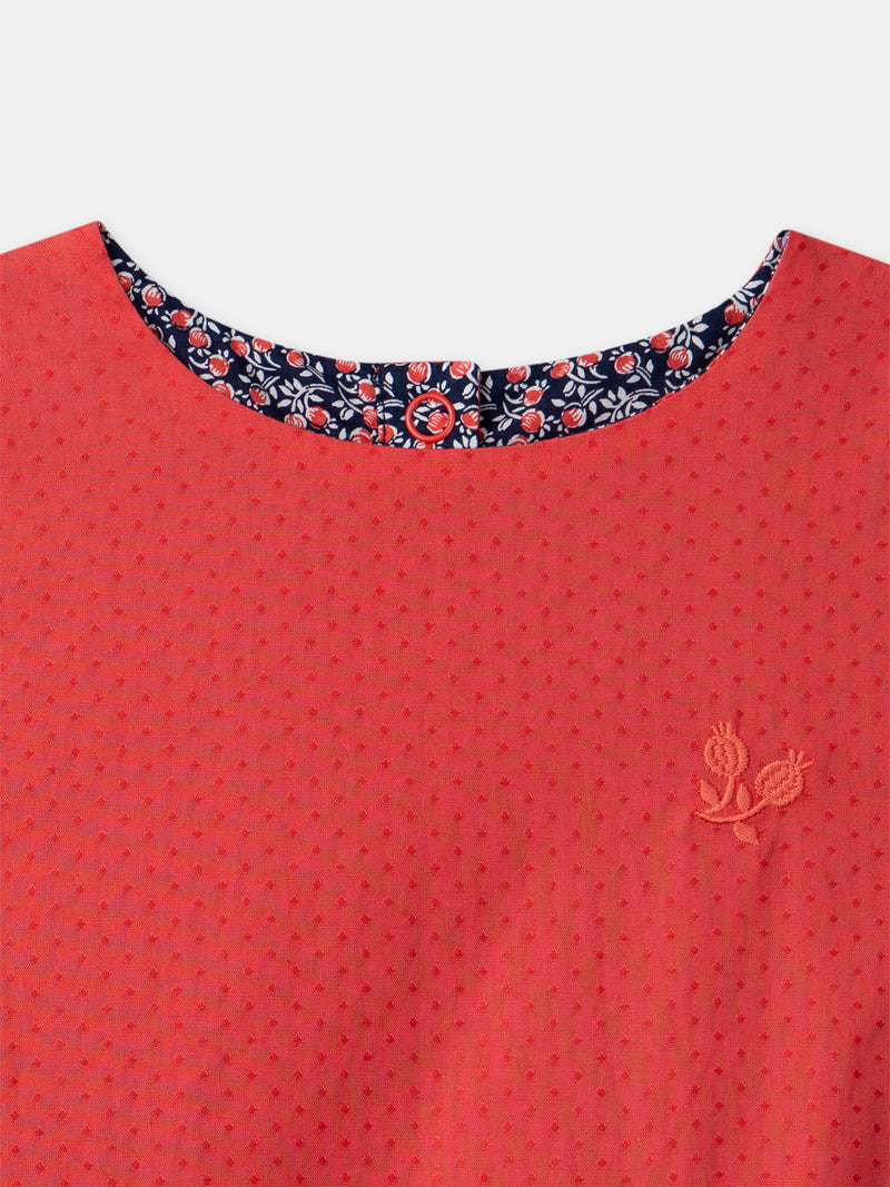 Abito Reversibile Rosso o con Stampa Floreale per Bambina