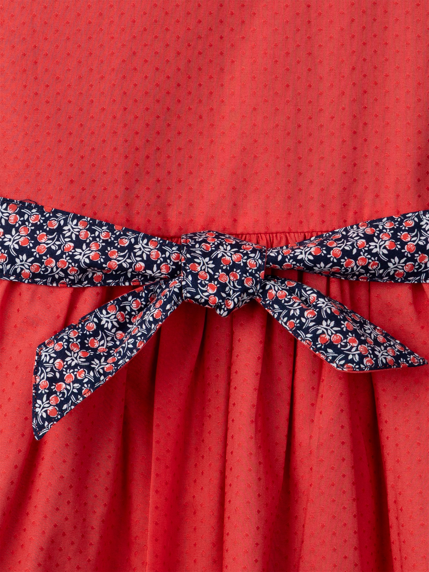 Abito Reversibile Rosso o con Stampa Floreale per Bambina