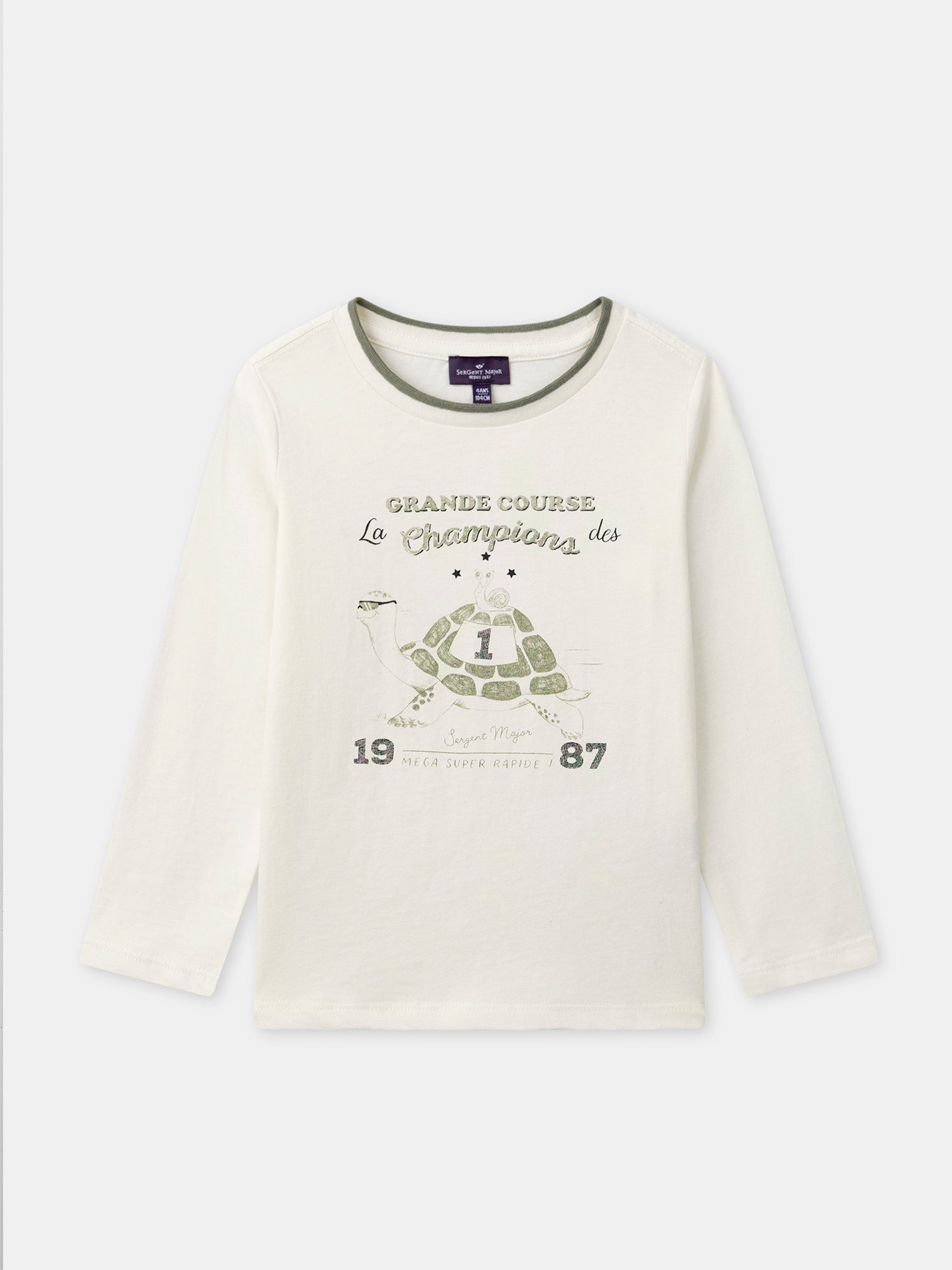 T-shirt écru a maniche lunghe per ragazzi