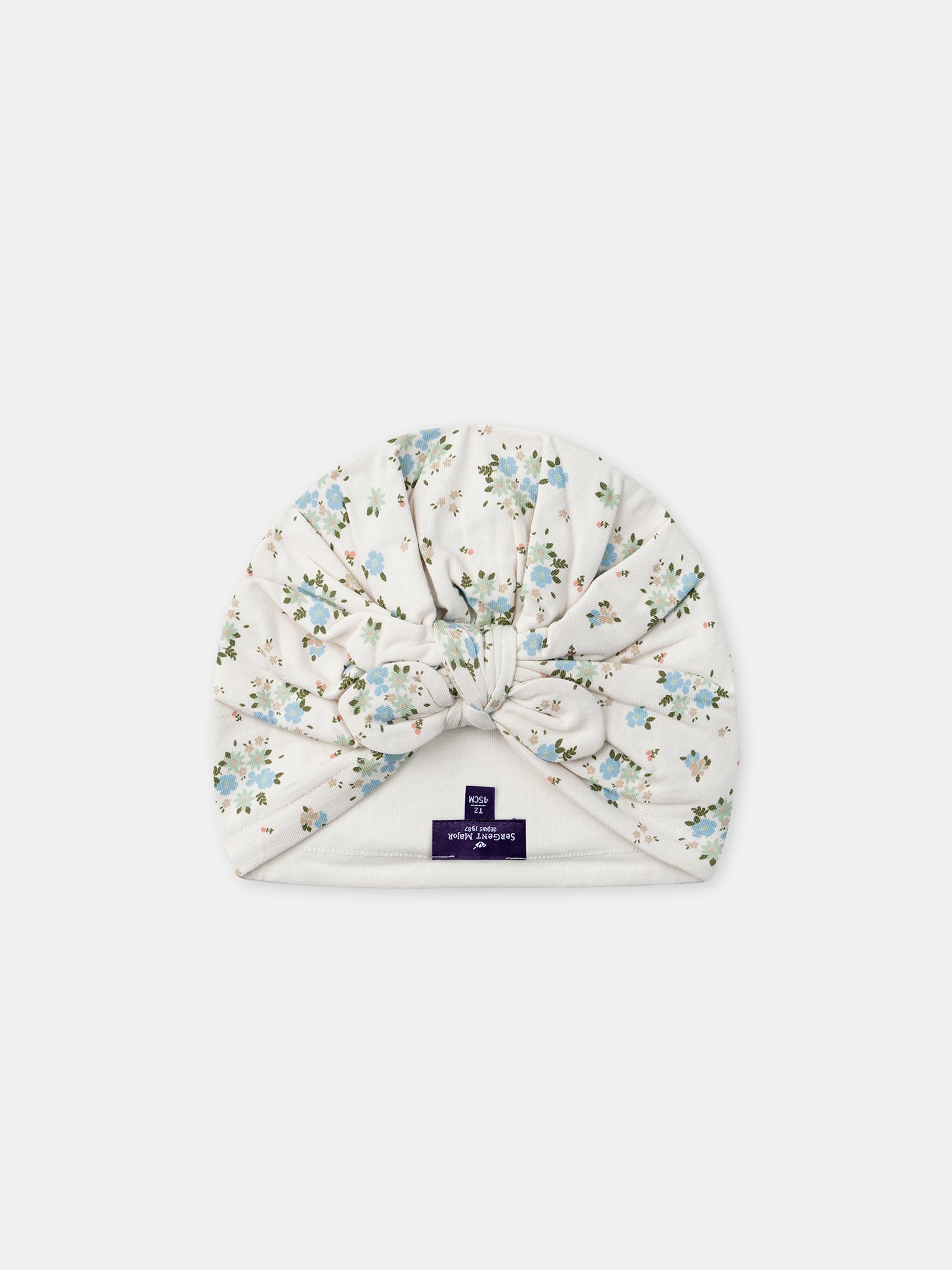 Turban avorio con stampa floreale per bambina