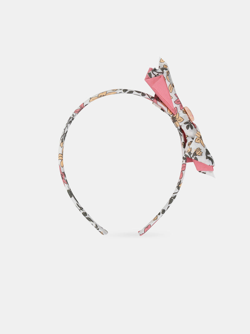 Cerchietto in Tessuto Floreale e Charm Leopardo Ragazza