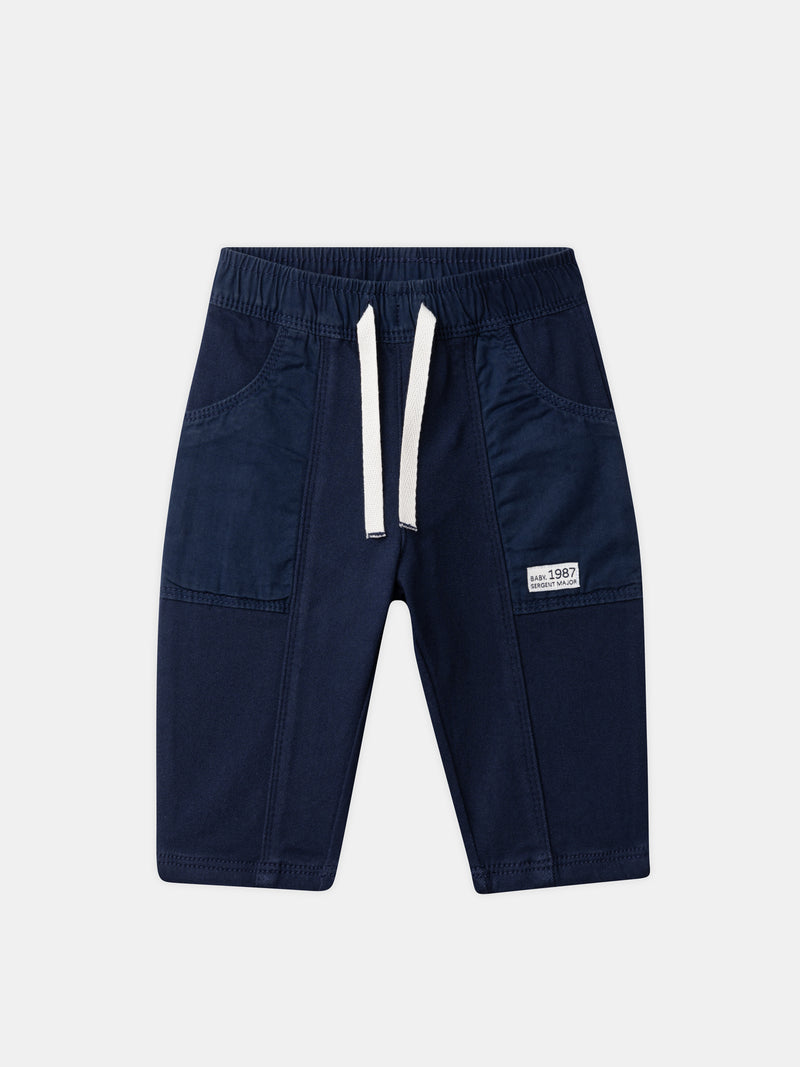 Pantaloni blu navy con ricamo di animali per Bambino Ragazzo
