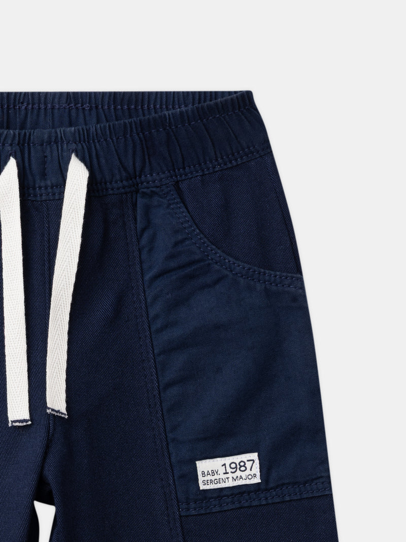Pantaloni blu navy con ricamo di animali per Bambino Ragazzo