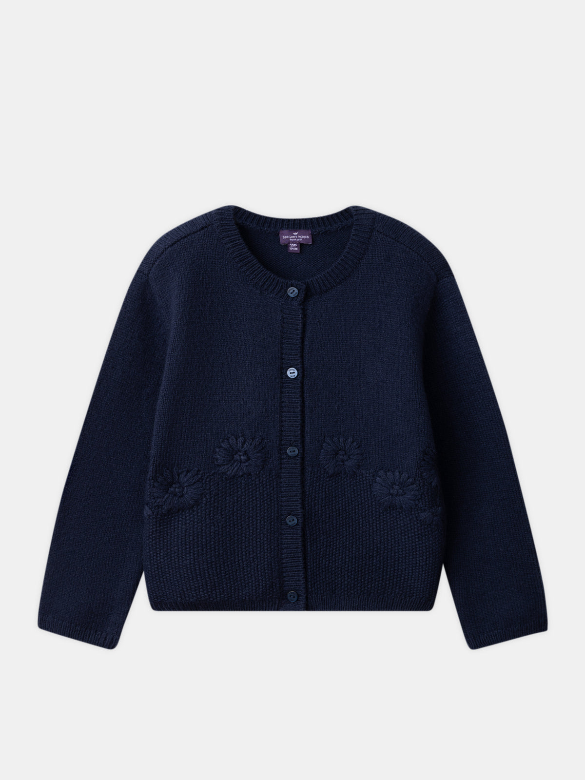 Cardigan blu navy con ricami di margherite per ragazze
