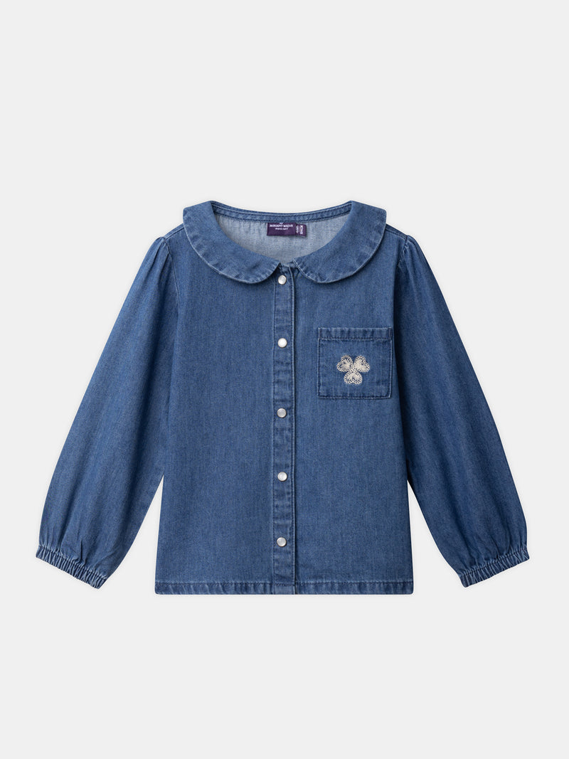 Chemisier en denim à broderie trèfle Fille