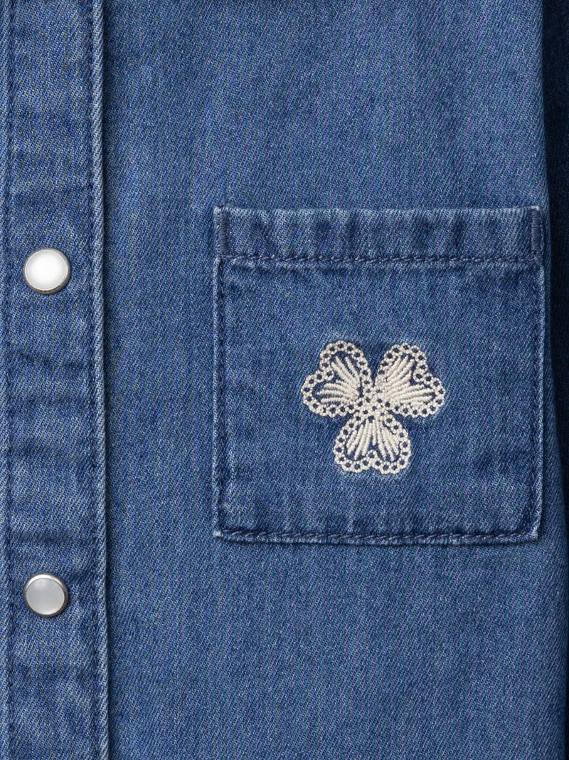 Chemisier en denim à broderie trèfle Fille