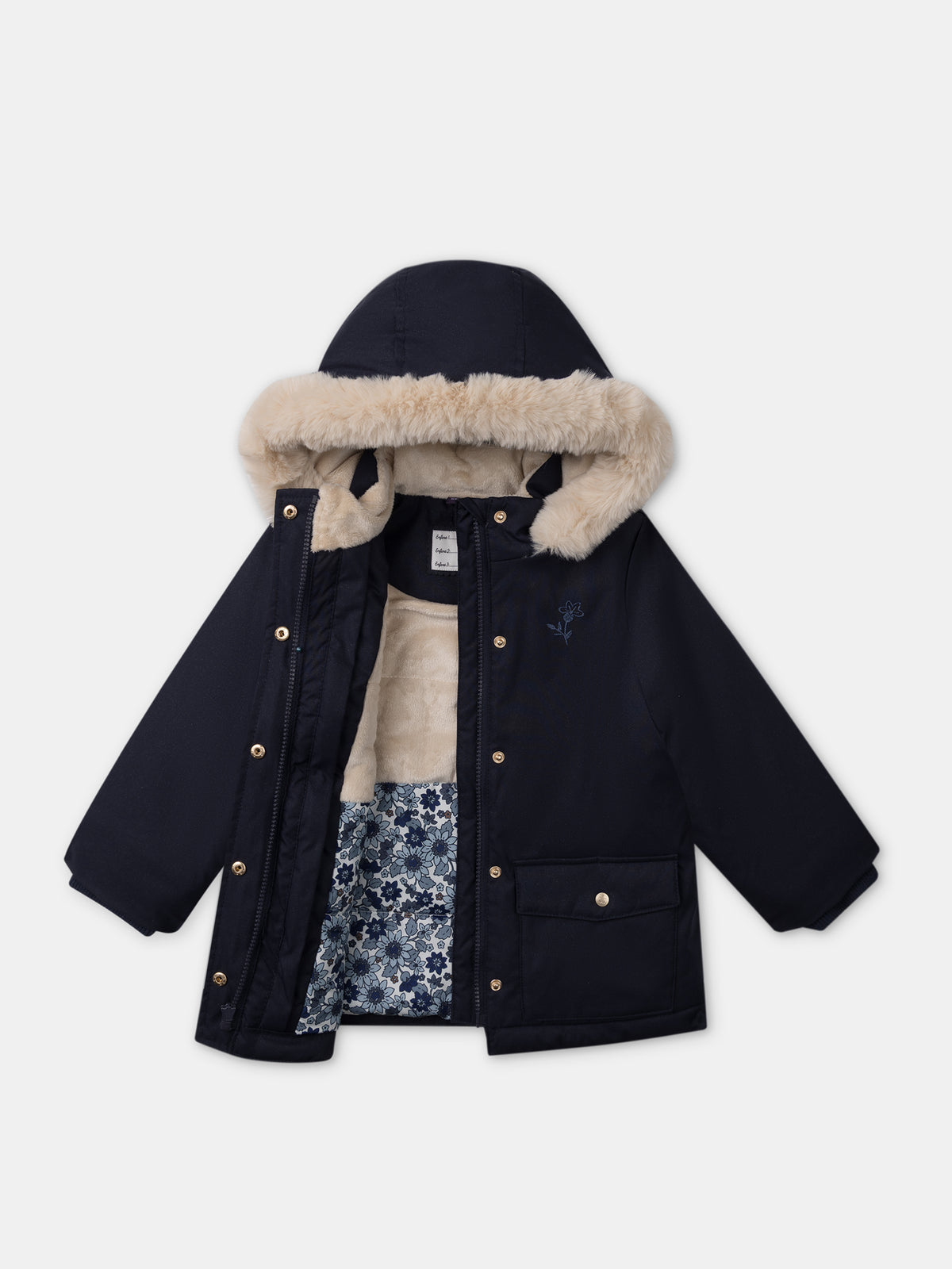 Parka 3 in 1 blu navy luccicante per ragazze