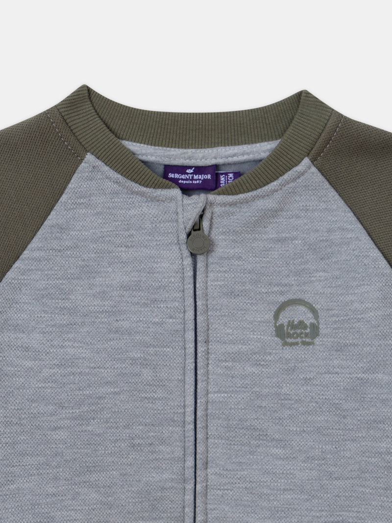 Gilet grigio e khaki con zip per ragazzi