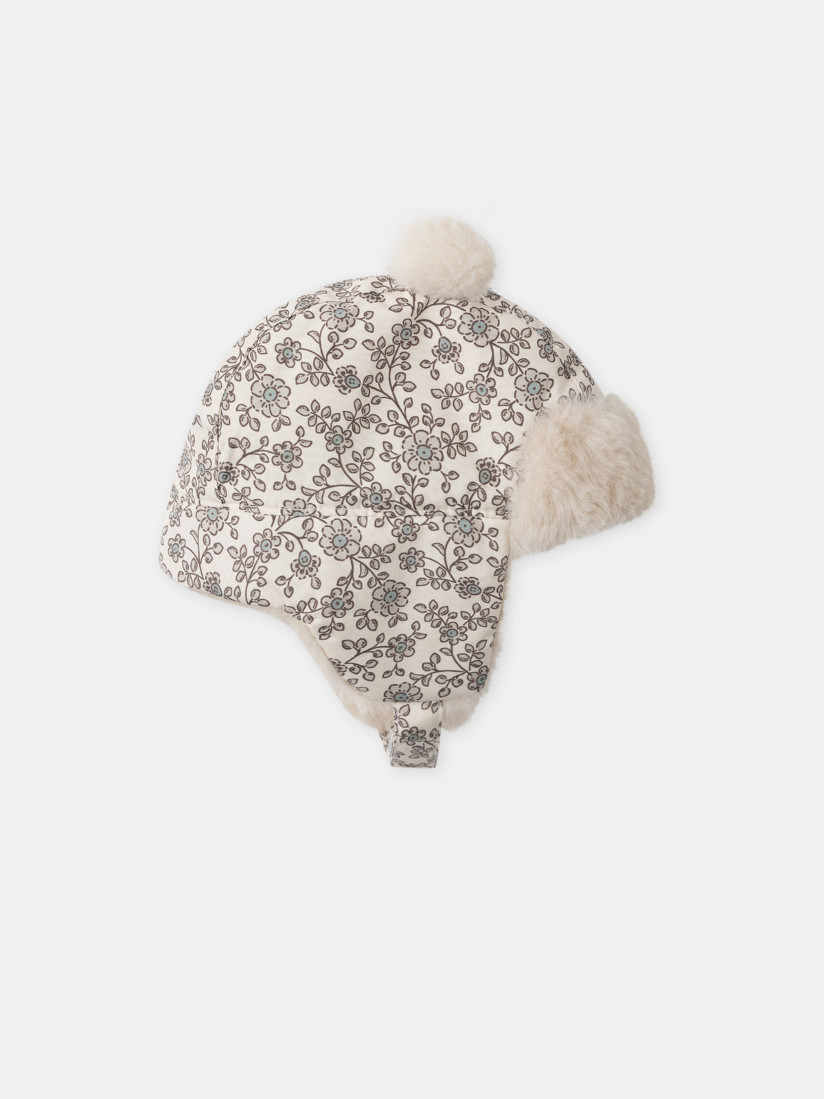Cappello-con-pompom-a-stampa-floreale-Bambina