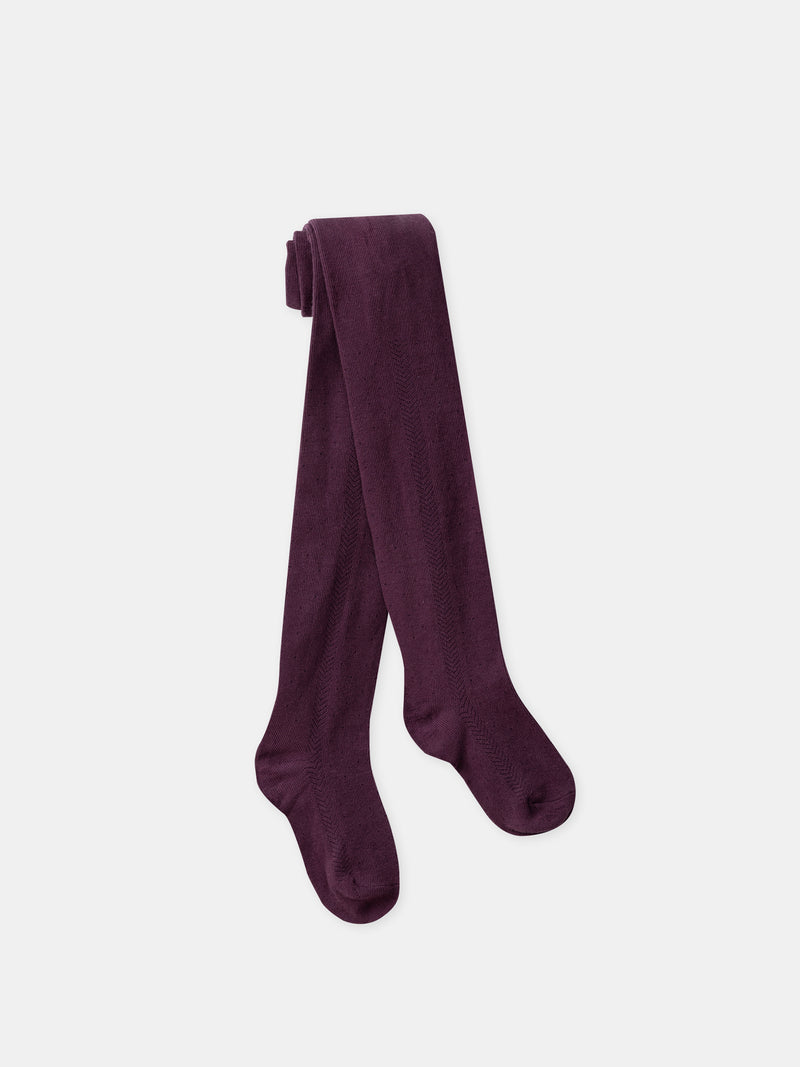 Collant bordeaux con effetto falso aperto per ragazze