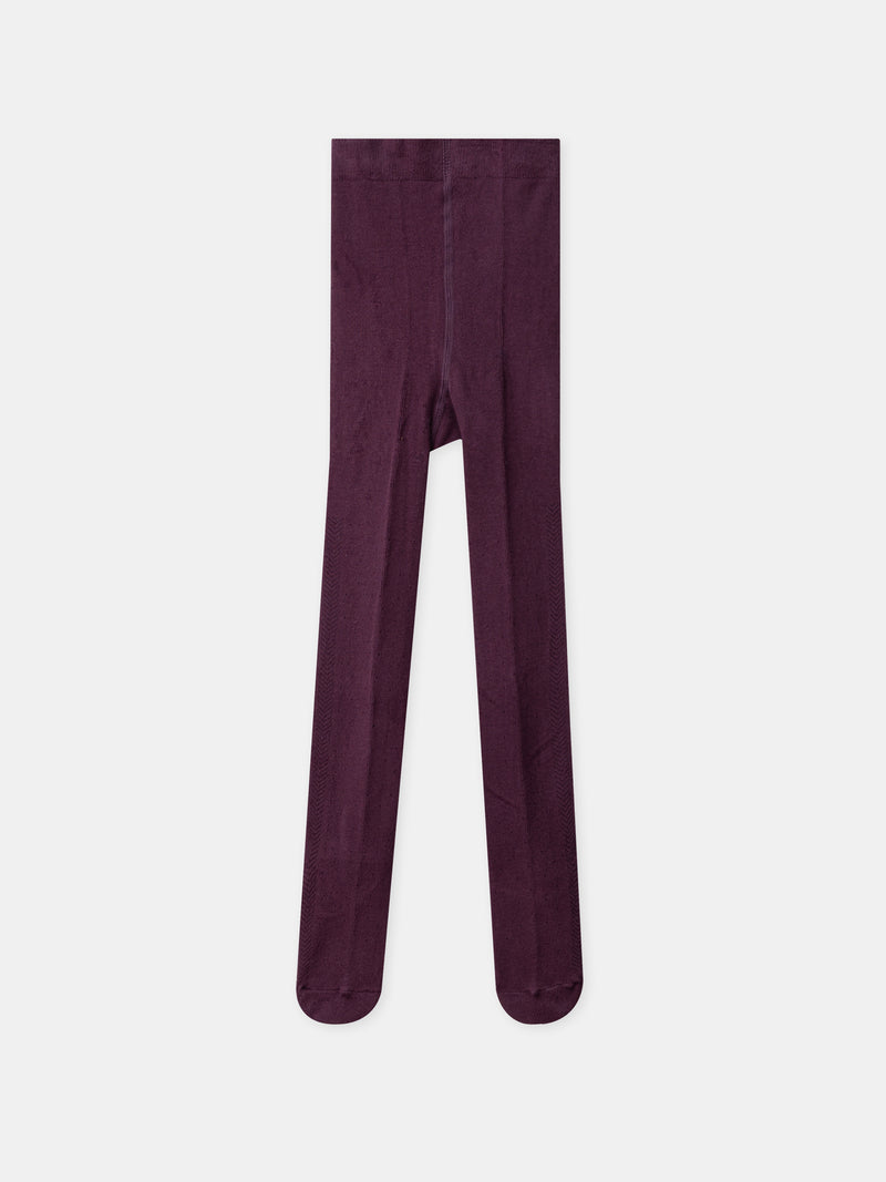 Collant bordeaux con effetto falso aperto per ragazze
