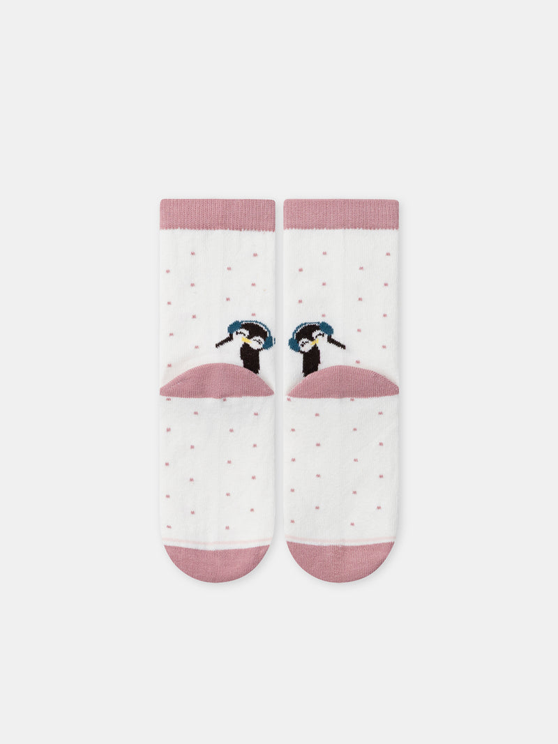 Pacco da 5 calzini rosa pinguini Ragazza