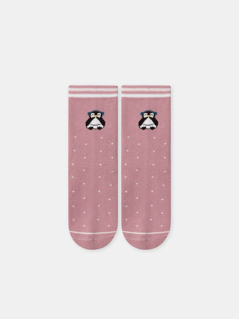 Pacco da 5 calzini rosa pinguini Ragazza