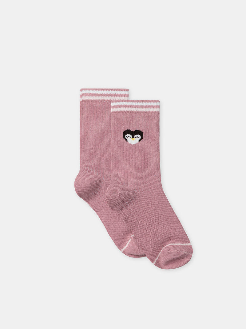 Pacco da 5 calzini rosa pinguini Ragazza