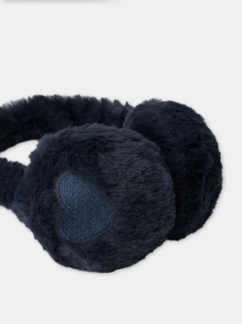 Cuffie blu marine con toppa a forma di cuore per ragazze