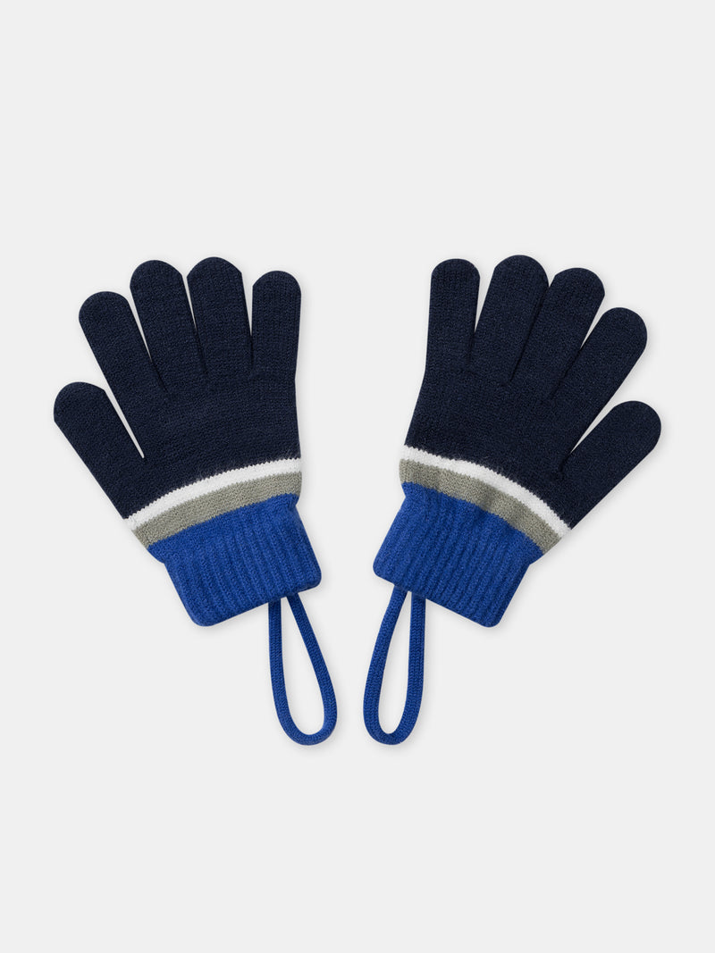 Guanti a righe blu navy per ragazzi