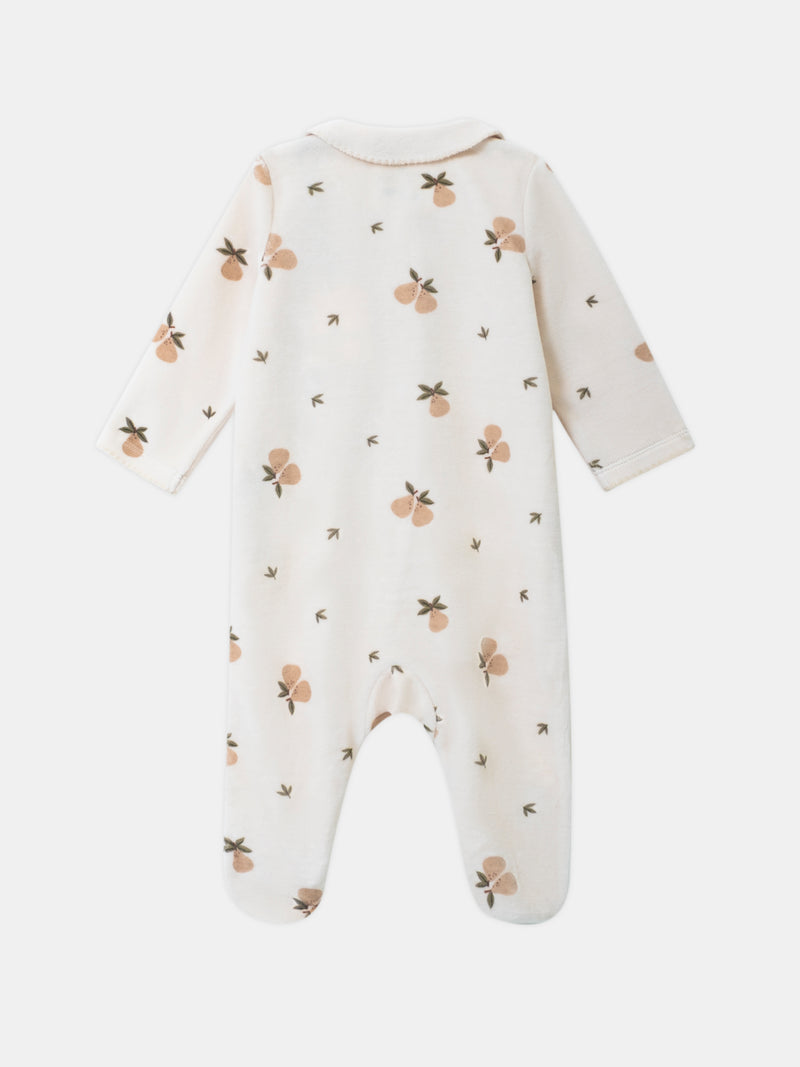 Pigiama in Velluto Vaniglia con Stampa di Pere Baby Girl