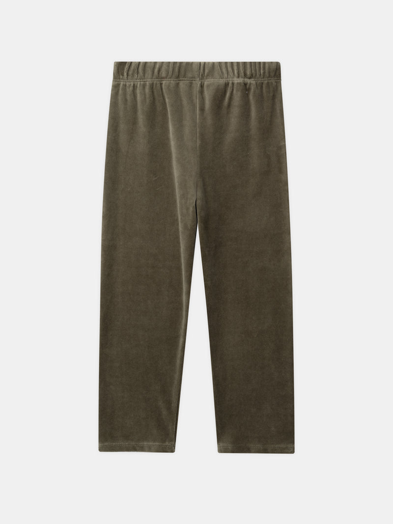 Pyjamas écru et kaki en velours imprimé dragon Garçon