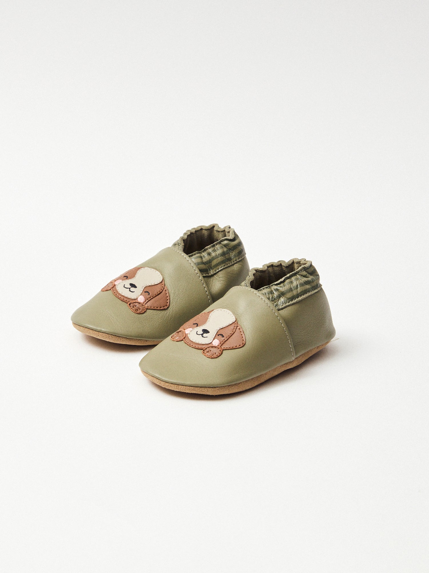 Pantofole verdi con patch testa di cane Bambino