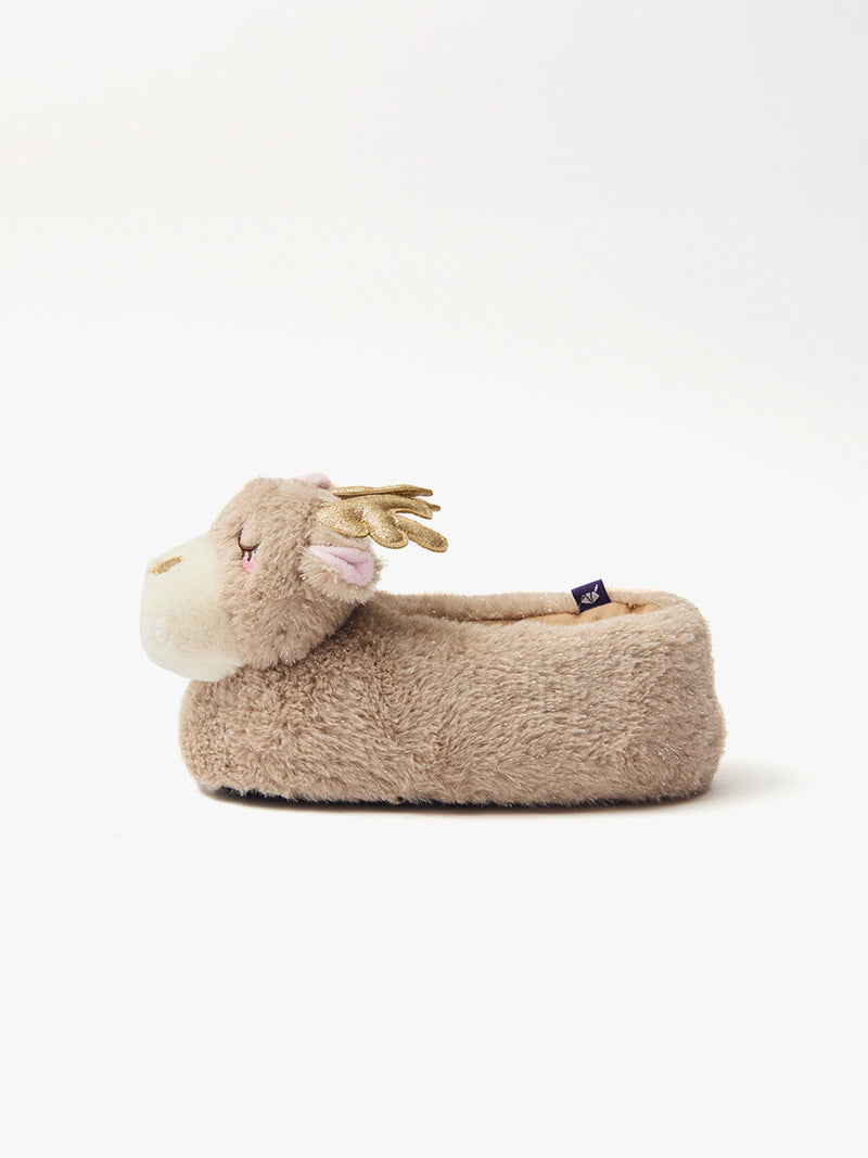 Chaussons marron tête de renne Fille