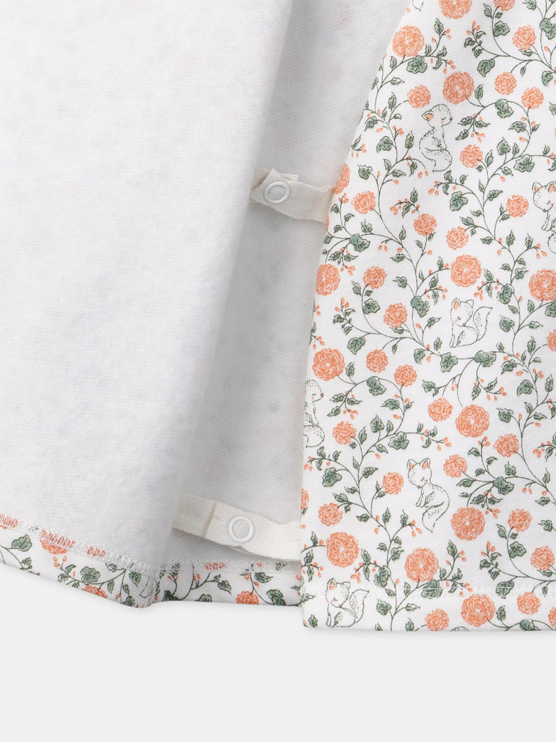 Set di felpa con stampa floreale + leggings + calze per neonata