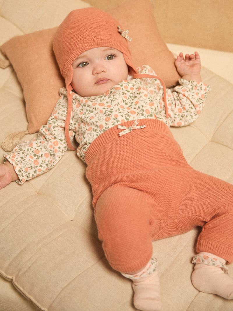 Set di felpa con stampa floreale + leggings + calze per neonata
