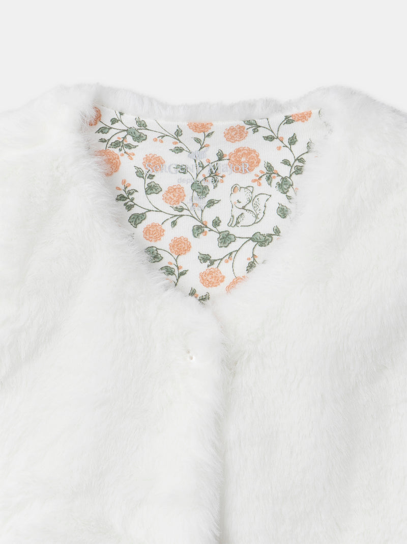 Set vestito con stampa floreale + cardigan + collant per bambina