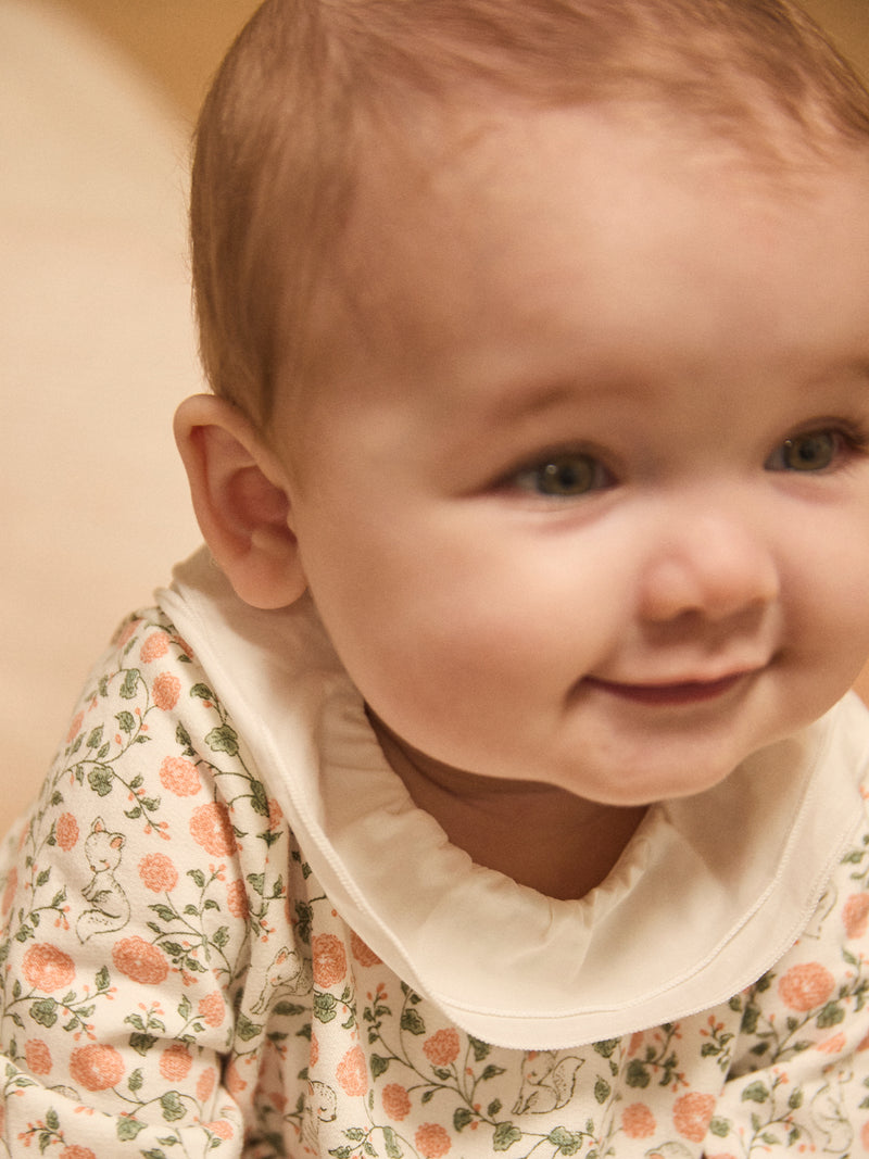Set vestito con stampa floreale + cardigan + collant per bambina